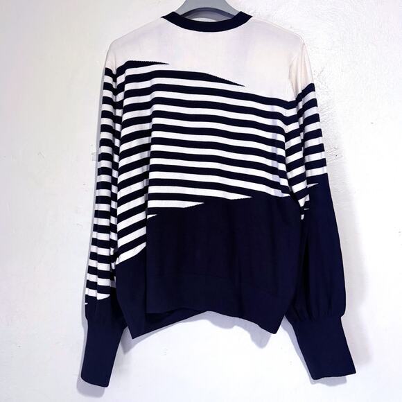 CHICO'S NWT Mixed Stripe Balloon Sleeves Knit Cardigan Sweater Size 3/XL - Picture 5 of 13